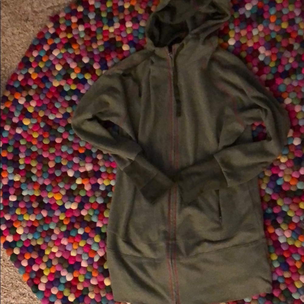 Columbia olive pink trim long sweatshirt